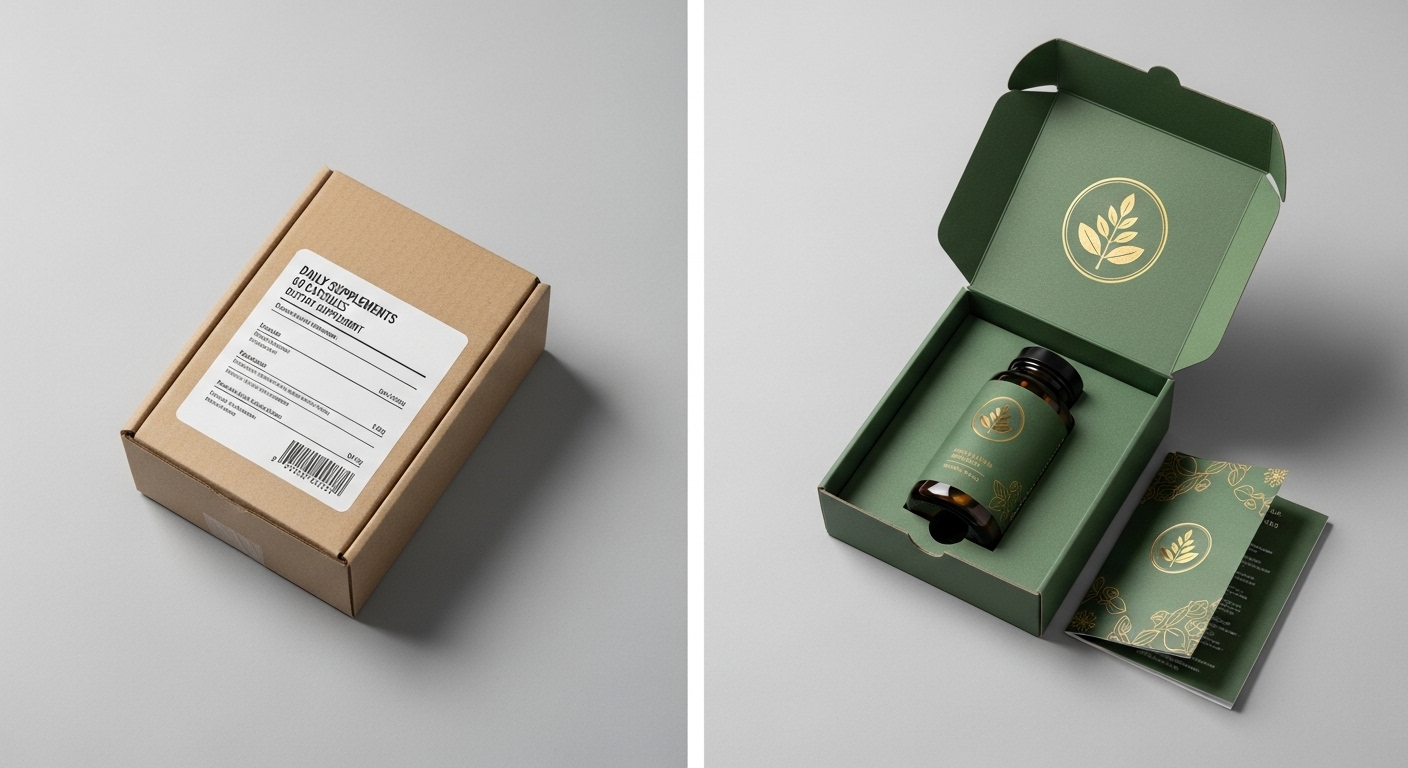 Custom logo packaging with personalized inserts showing brand consistency