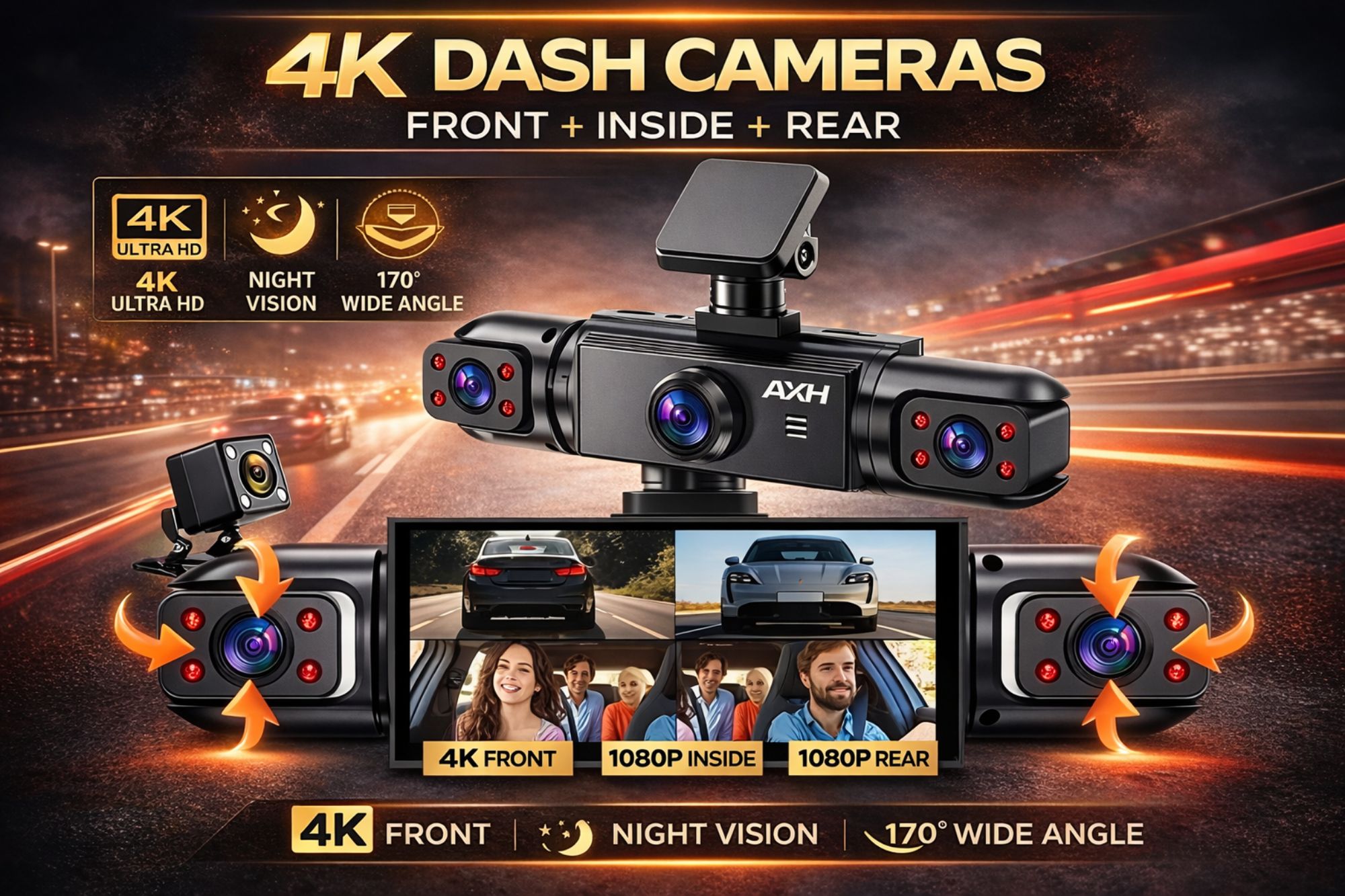 4-Camera 1080P Dash Cam System - Complete Vehicle Protection