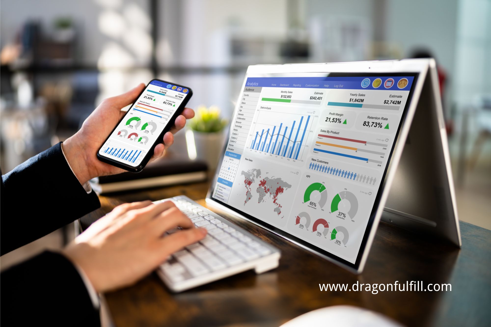 Financial dashboard showing improved metrics from better fulfillment