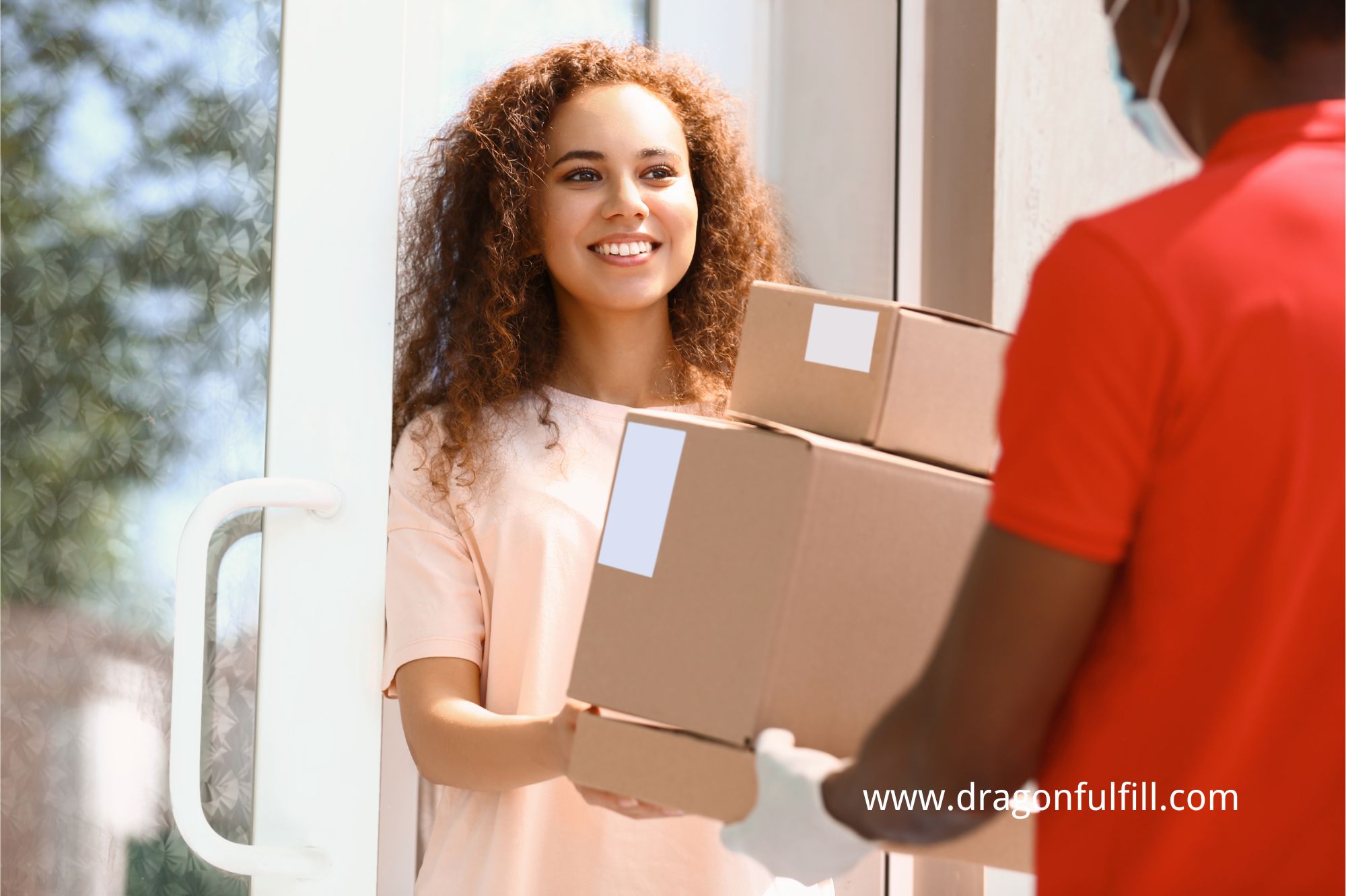 Customer happily receiving well-packaged order